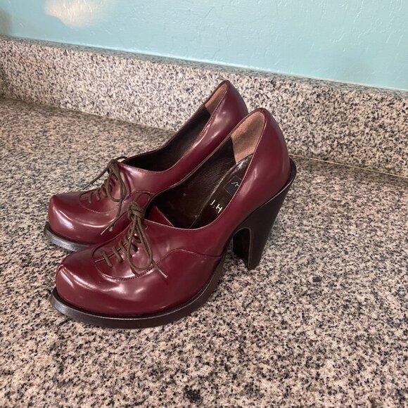 Shade Italy After Vero Cuoio Made In Italy Bordo Lace Up Heel Size 6 (36.5) - Picture 3 of 10